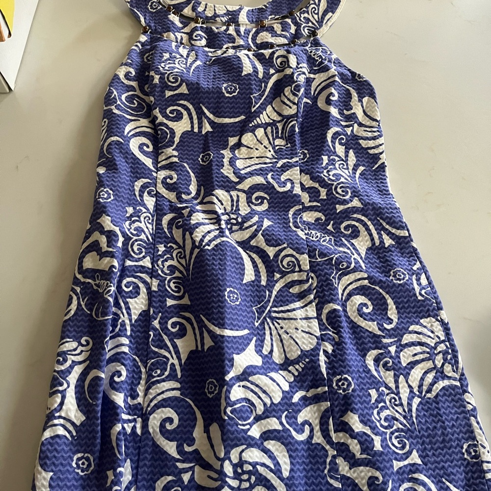 Lilly Pulitzer Blue and White Pleated Sundress Casual
